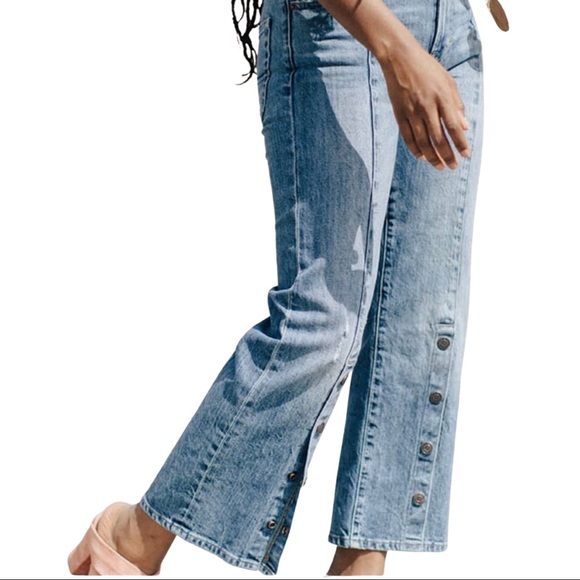 Lucky Brand Denim - Cropped High Rise Wide Leg Jeans with Snap Details Lucky Brand Jeans